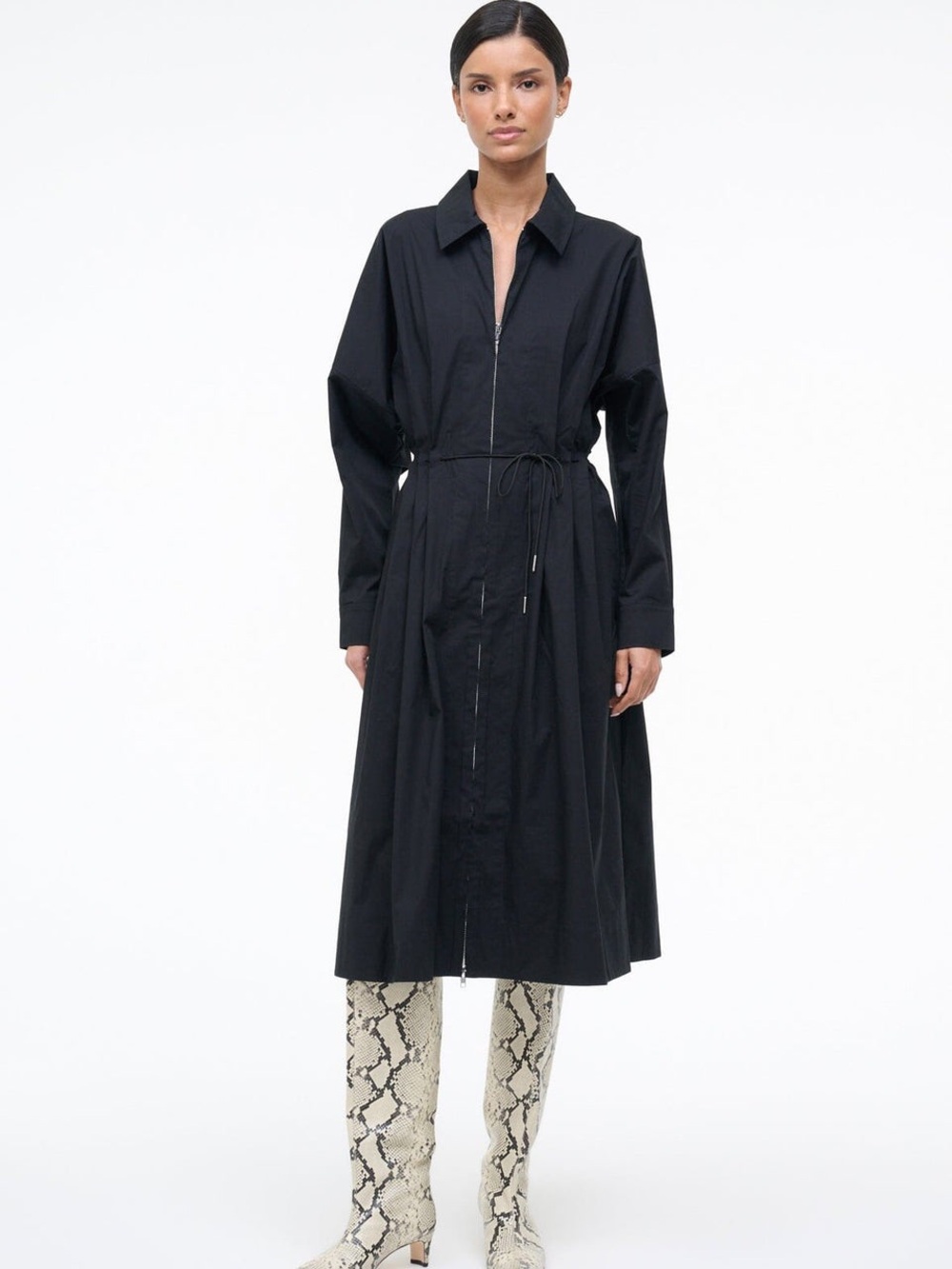 STAUD CHI MIDI DRESS in BLACK
